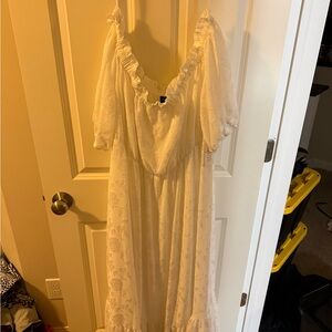 Eloquii Cream Off-Shoulder Maxi Dress